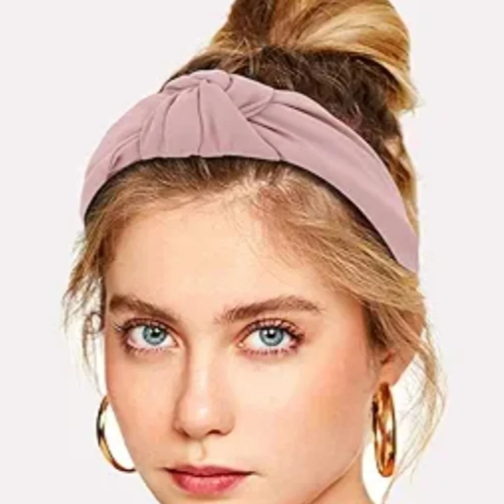 Dusty Rose / Mauve Satin Knotted Top Wide Headband